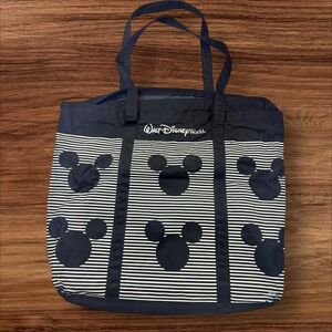 Walt Disney World Tote Bag Black White Striped‎ Mickey Mouse Travel